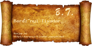 Berényi Tivadar névjegykártya